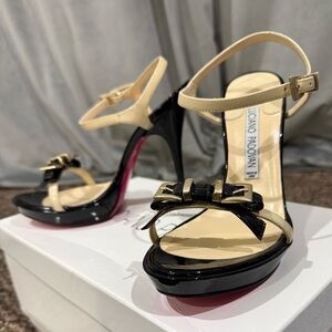 Luciana Padovan Black and Cream High Heel Sandals